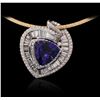 Image 1 : 14KT Two-Tone Gold 10.88ct Tanzanite and Diamond Pendant With Chain