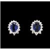 1.50ctw Blue Sapphire and Diamond Earrings - 14KT White Gold