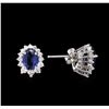 Image 2 : 1.50ctw Blue Sapphire and Diamond Earrings - 14KT White Gold