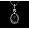 Image 3 : 17.18ct Star Sapphire and Diamond Pendant With Chain - 14KT White Gold