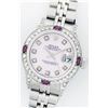 Rolex Stainless Steel Diamond and Ruby DateJust Ladies Watch