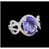 3.76ct Tanzanite and Diamond Ring - 14KT White Gold
