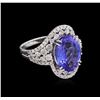 5.19ct Tanzanite and Diamond Ring - 14KT White Gold