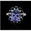 14KT White Gold 4.45ct Tanzanite, Sapphire and Diamond Ring