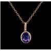 2.95ct Tanzanite and Diamond Pendant With Chain - 14KT Rose Gold
