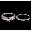 Image 2 : 0.78ctw Diamond Wedding Ring Set - Platinum
