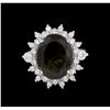 Image 2 : 5.44ct Green Tourmaline and Diamond - Ring - 14KT White Gold