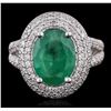 Image 2 : 14KT White Gold 3.84ct Emerald and Diamond Ring
