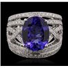 Image 1 : 14KT White Gold 5.56ct Tanzanite and Diamond Ring