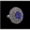 Image 2 : 14KT White Gold 3.32ct Tanzanite and Diamond Ring