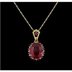 6.98ctw Ruby and Diamond Pendant With Chain - 14KT Two-Tone Gold