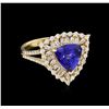 Image 1 : 14KT Yellow Gold 2.86ct Tanzanite and Diamond Ring