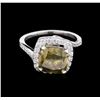 Image 2 : 4.17ct Yellow Diamond Ring - 18KT White Gold