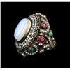 Image 2 : 15.90ct Multicolor Crystal and Multi Gemstone Ring - 925 SILVER