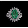 Image 3 : 14KT White Gold 1.53ct Emerald and Diamond Ring