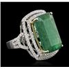 Image 1 : 14KT Two-Tone Gold 12.39ct Emerald and Diamond Ring