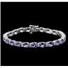 Image 1 : 10.73ctw Tanzanite and Diamond Bracelet - 14KT White Gold
