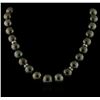 Image 1 : Tahitian Cultured Pearl Necklace With 14KT White Gold Diamond Clasp
