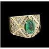 Image 1 : 1.84ct Emerald and Diamond Ring - 14KT Yellow Gold