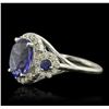 Image 2 : 14KT White Gold 4.08ct Tanzanite, Sapphire & Diamond Ring