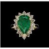 Image 3 : 14KT Yellow Gold 2.60ct Emerald and Diamond Ring