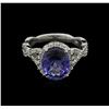 Image 2 : 3.03ct Tanzanite and Diamond Ring - 14KT White Gold