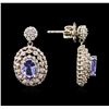 Image 2 : 1.48ctw Tanzanite and Diamond Earrings - 14KT Two-Tone Gold