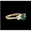 Image 1 : 1.07ct Emerald and Diamond Ring - 14KT Yellow Gold