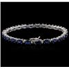 Image 2 : 14KT White Gold 12.00ctw Sapphire and Diamond Bracelet