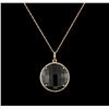 Image 1 : 15.00ct Smokey Quartz and Diamond Pendant With Chain - 14KT Rose Gold