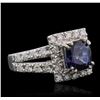 Image 1 : 14KT White Gold 3.08ct Sapphire and Diamond Ring
