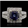 Image 2 : 14KT White Gold 3.08ct Sapphire and Diamond Ring