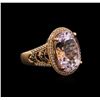 Image 2 : 14KT Yellow Gold 12.35ct Kunzite and Diamond Ring