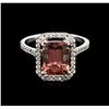 Image 2 : 3.14ct Pink Tourmaline and Diamond Ring - 14KT White Gold