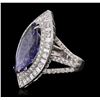 Image 2 : 18KT White Gold GIA Certified 10.54ct Tanzanite and Diamond Ring