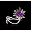 Image 2 : 14KT White Gold 1.10ct Amethyst and Diamond Ring