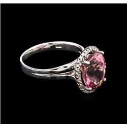 3.89ct Pink Tourmaline and Diamond Ring - 14KT White Gold