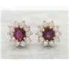 Image 1 : 1.15ctw Ruby and Diamond Earrings - 14KT Yellow Gold