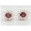 Image 8 : 1.15ctw Ruby and Diamond Earrings - 14KT Yellow Gold
