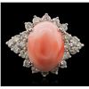 Image 2 : 14KT White Gold 8.26ct Pink Coral and Diamond Ring