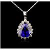 Image 1 : 14KT White Gold GIA Certified 16.01ct Tanzanite and Diamond Pendant With Chain