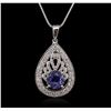 Image 3 : 14KT White Gold 1.88ct Tanzanite and Diamond Pendant With Chain