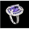 Image 3 : GIA Certified 9.61ctw Blue Sapphire and Diamond Ring - 18KT White Gold