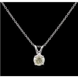 0.49ct Diamond Pendant With Chain - 14KT White Gold