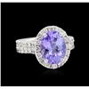 Image 1 : 3.72ct Tanzanite and Diamond Ring - 14KT White Gold