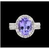 Image 2 : 3.72ct Tanzanite and Diamond Ring - 14KT White Gold