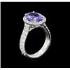Image 3 : 3.72ct Tanzanite and Diamond Ring - 14KT White Gold