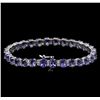 Image 2 : 12.30ctw Tanzanite and Diamond Bracelet - 14KT White Gold