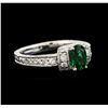 Image 1 : 14KT White Gold 0.75ct Emerald and Diamond Ring