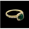 Image 1 : 1.29ct Emerald and Diamond Ring - 14KT Yellow Gold